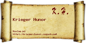 Krieger Hunor névjegykártya